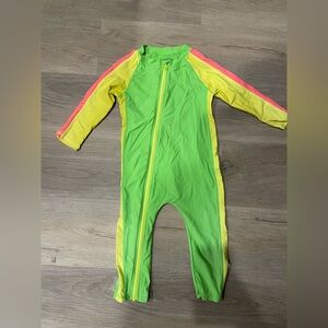 Swim zip neon Green, Yellow and Orange toddler swim sunsuit